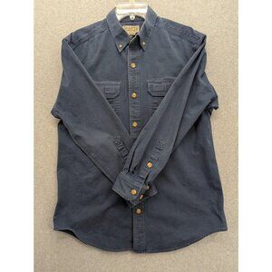 Duluth Trading Co Shirt Mens Medium Blue Twill Button Down Workwear Pockets